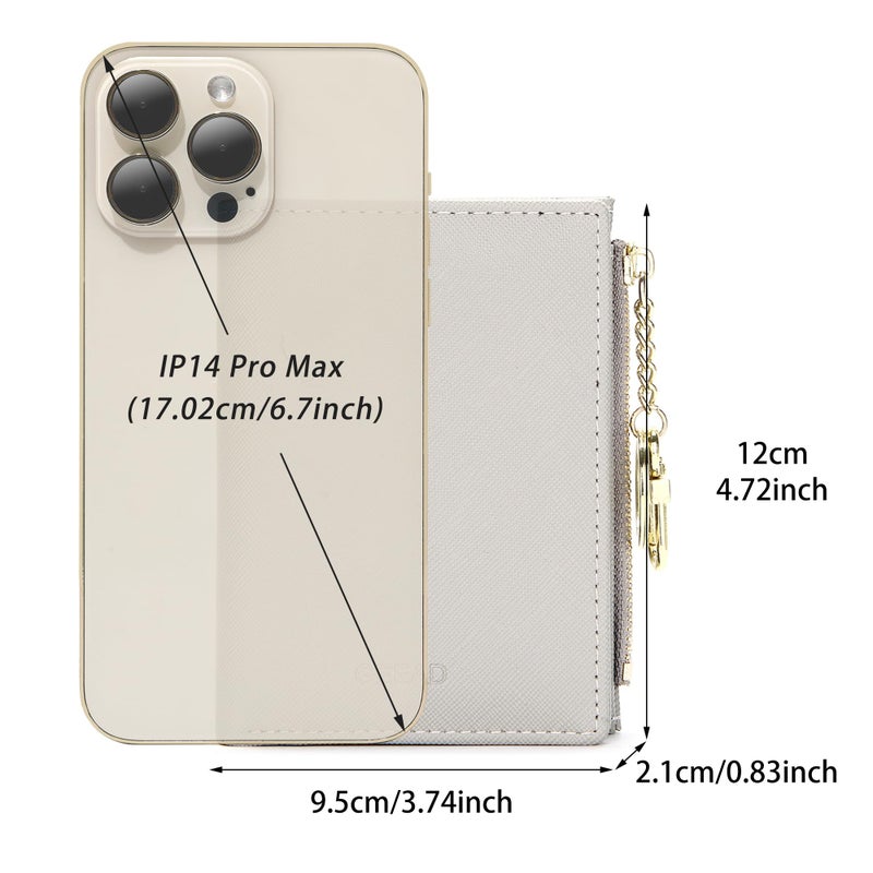 GEEAD Small Wallets for Women Bifold Slim Coin Purse Zipper ID Card Holder PU Leather Grey - Image 3